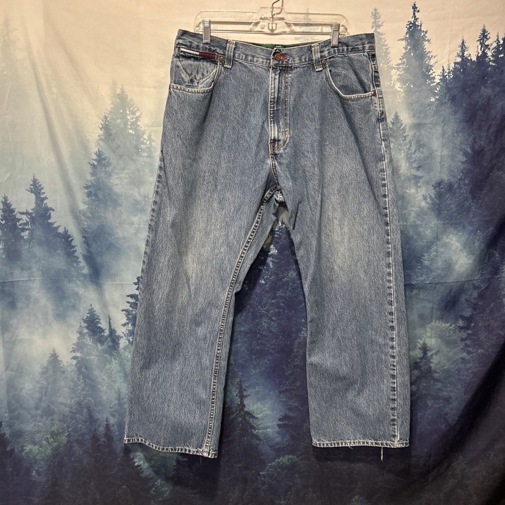 Vintage Y2K  Tommy Hilfiger Baggy Wide Leg  Jeans Men's Size‎ 38x30  Blue Denim